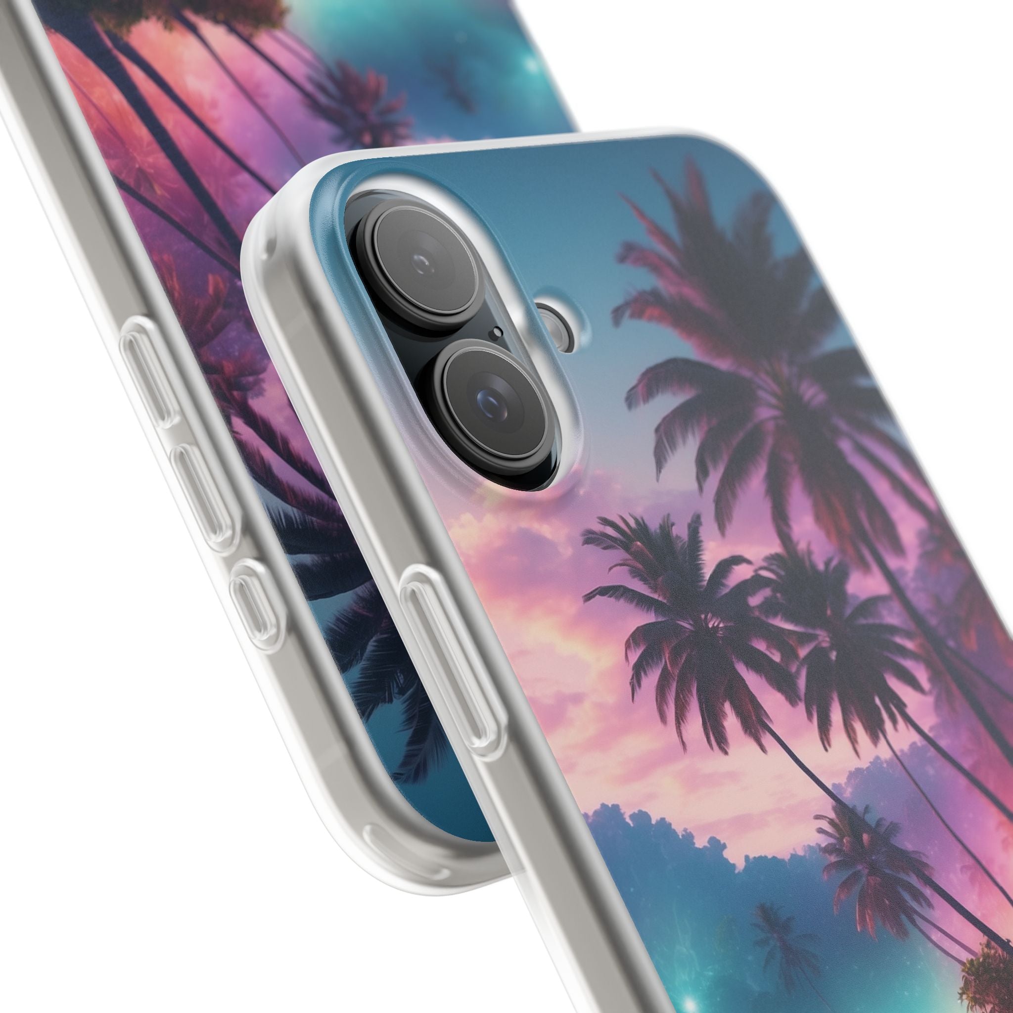 Neon Shore Palms · Soft Phone Case for iPhone