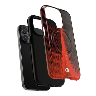 Red Tough 2.0 Magsafe Phone Case for iPhone - Crimson Frequency Pulse