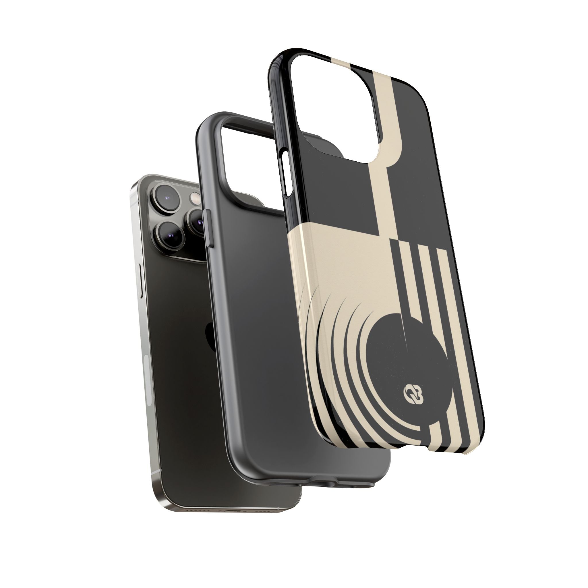 Black Tough Phone Case for iPhone - Ivory Signal Grid
