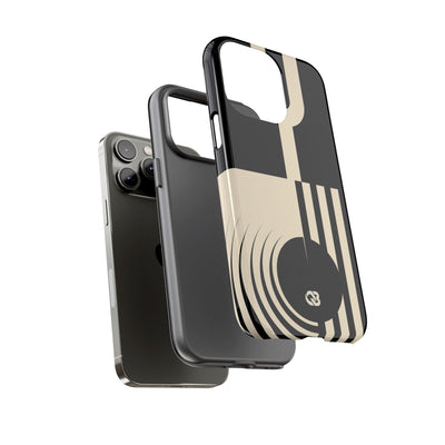 Black Tough Phone Case for iPhone - Ivory Signal Grid