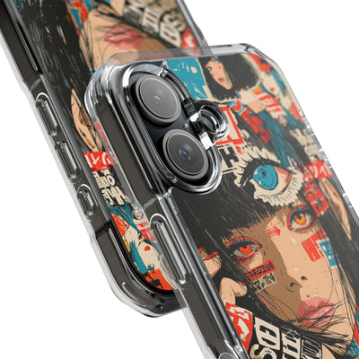 Shibuya Street Collage · Clear Impact Magnetic Phone Case for iPhone · Red