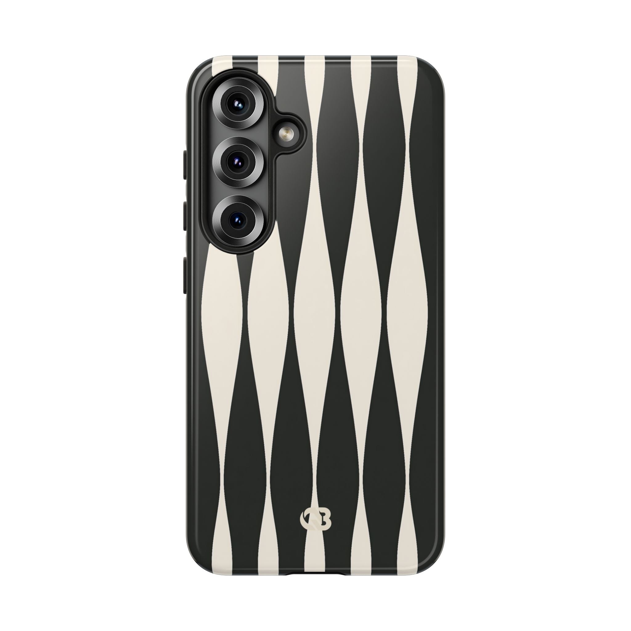 Black Tough Phone Case for Samsung - Ivory Spindle Grid
