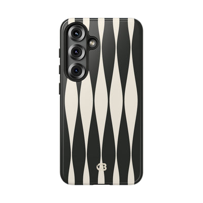 Black Tough Phone Case for Samsung - Ivory Spindle Grid