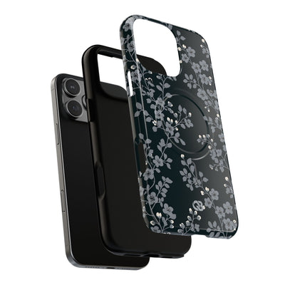 Black Tough 2.0 Magsafe Phone Case for iPhone - Midnight Slate Blossom