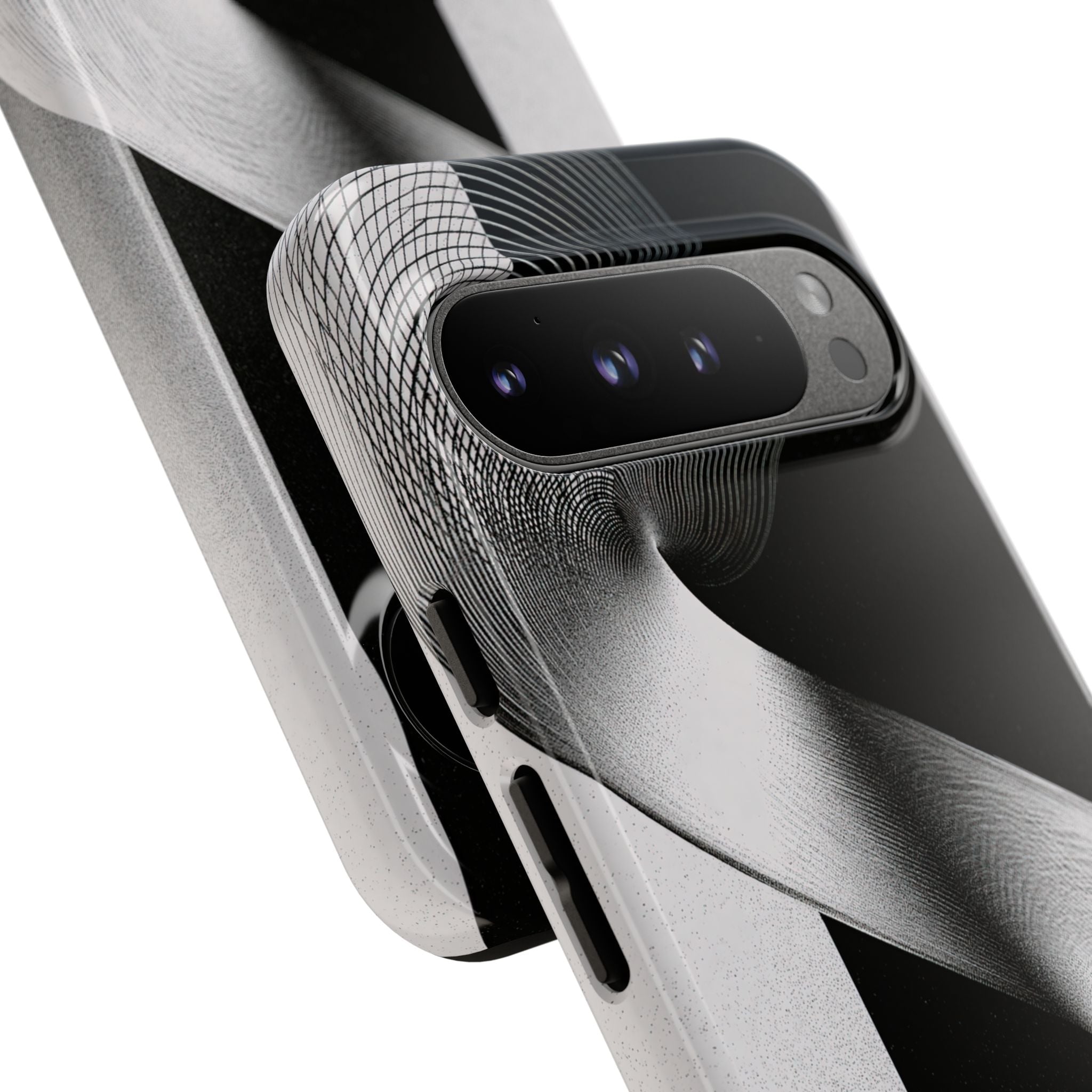 Grey Tough Phone Case for Google Pixel - Obsidian Moiré Wave