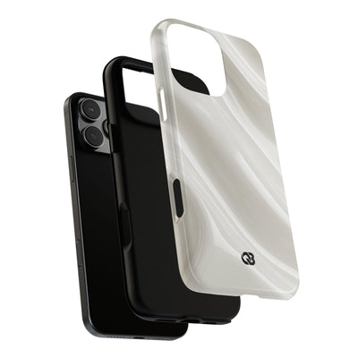 White Tough Phone Case for iPhone - Polished Ivory Wave