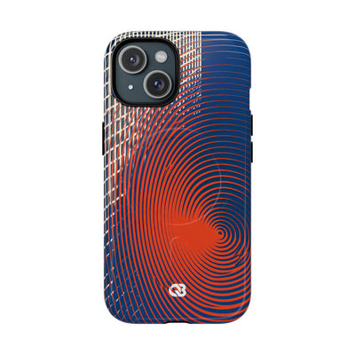 Blue Tough 2.0 Magsafe Phone Case for iPhone - Orange Orbit Grid