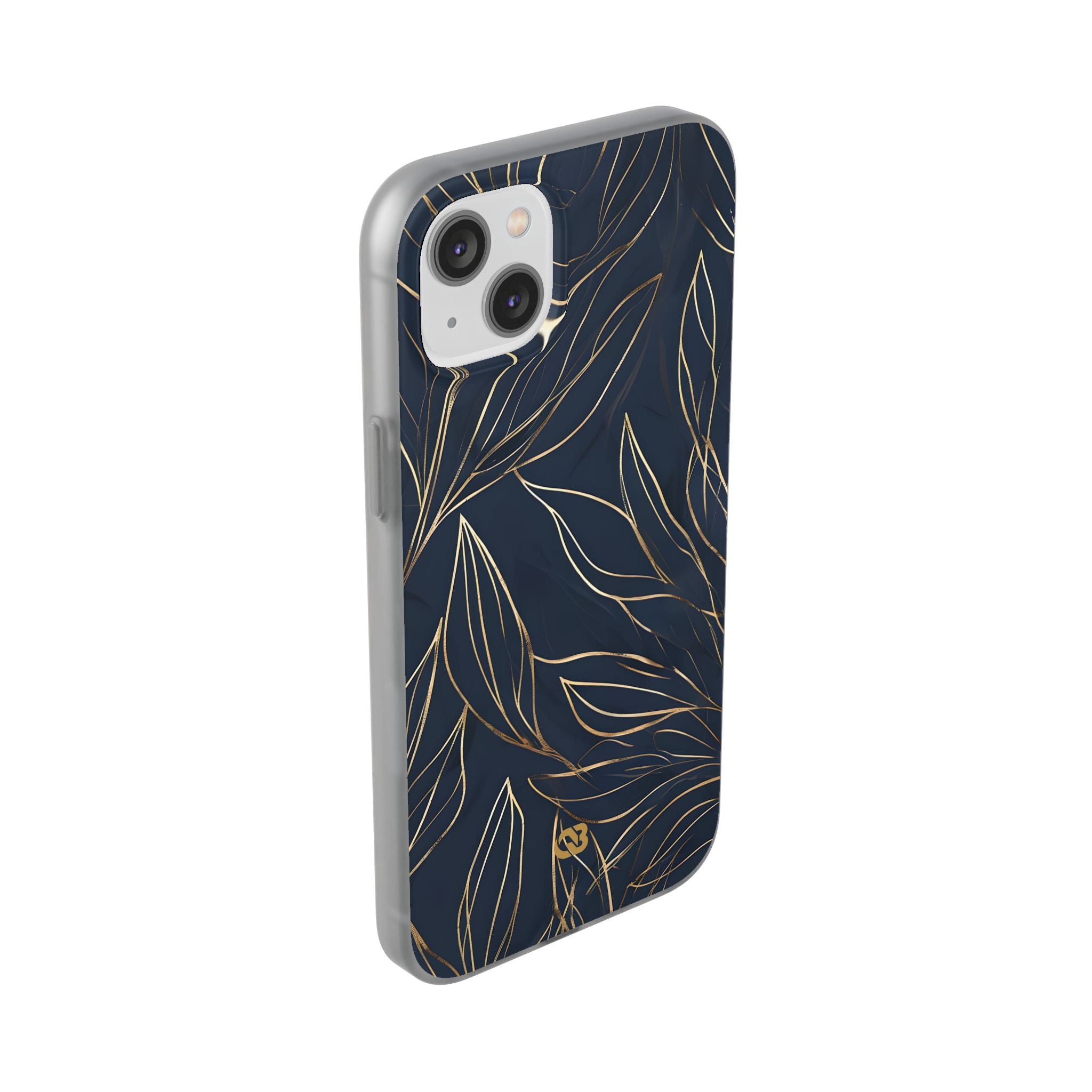 Gilded Navy Foliage · Soft Phone Case for iPhone