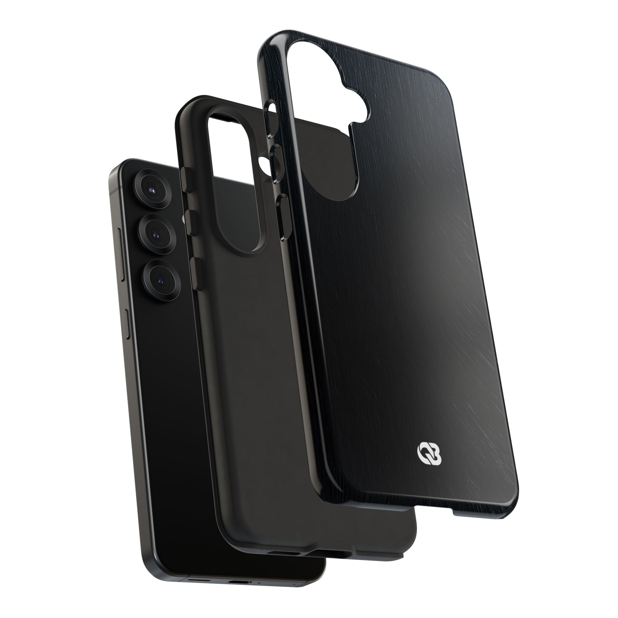 Black Tough Phone Case for Samsung - Midnight Brushed Grain