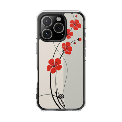 Beige Impact MagSafe Phone Case for iPhone - Scarlet Ink Petals