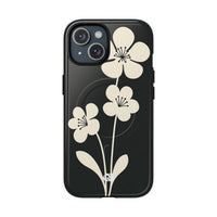 Black Tough 2.0 Magsafe Phone Case for iPhone - Obsidian Cream Bloom
