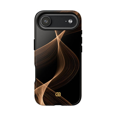 Brown Tough Phone Case for iPhone - Copper Silk Wave