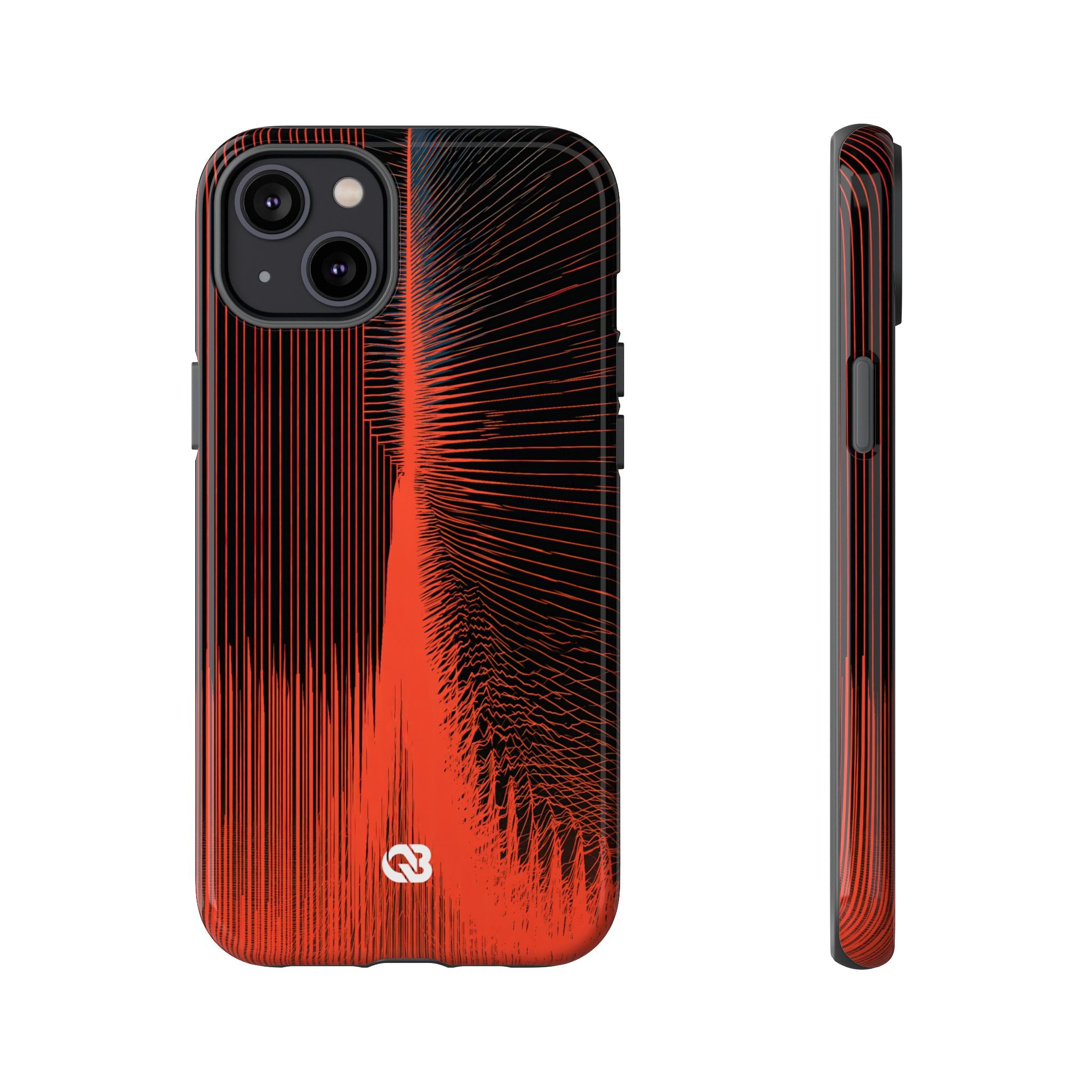 Red Tough Phone Case for iPhone - Crimson Frequency Pulse