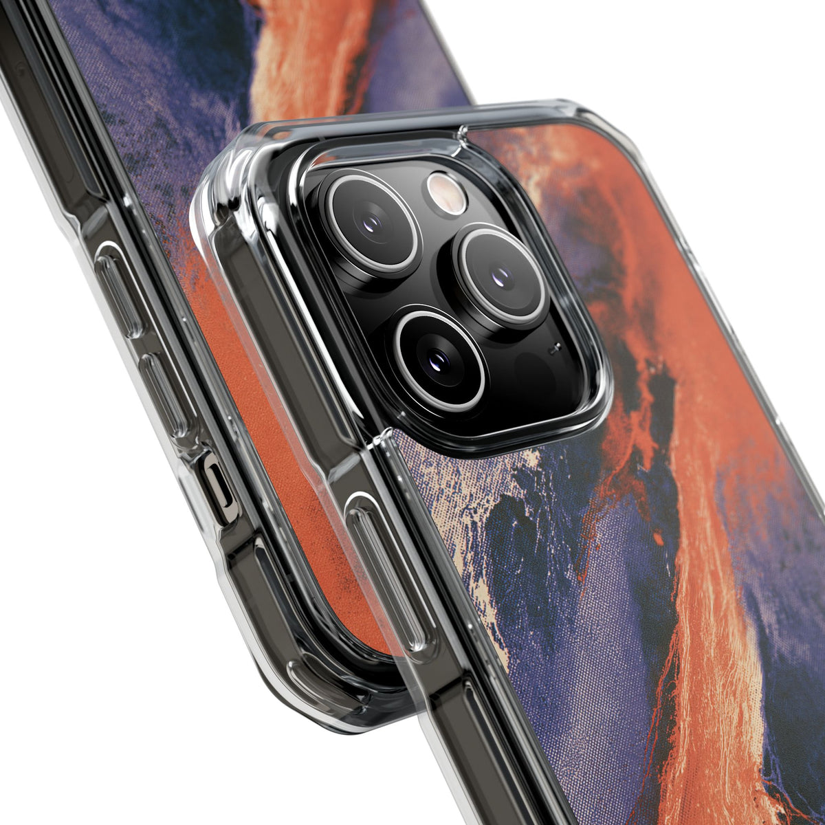 Solar Aura Drift · Clear Impact Magnetic Phone Case for iPhone · Orange