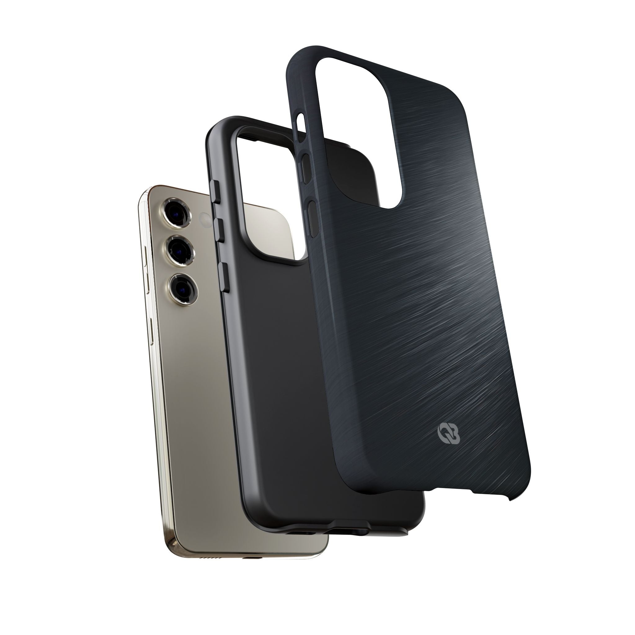 Grey Tough Phone Case for Samsung - Charcoal Brushed Steel