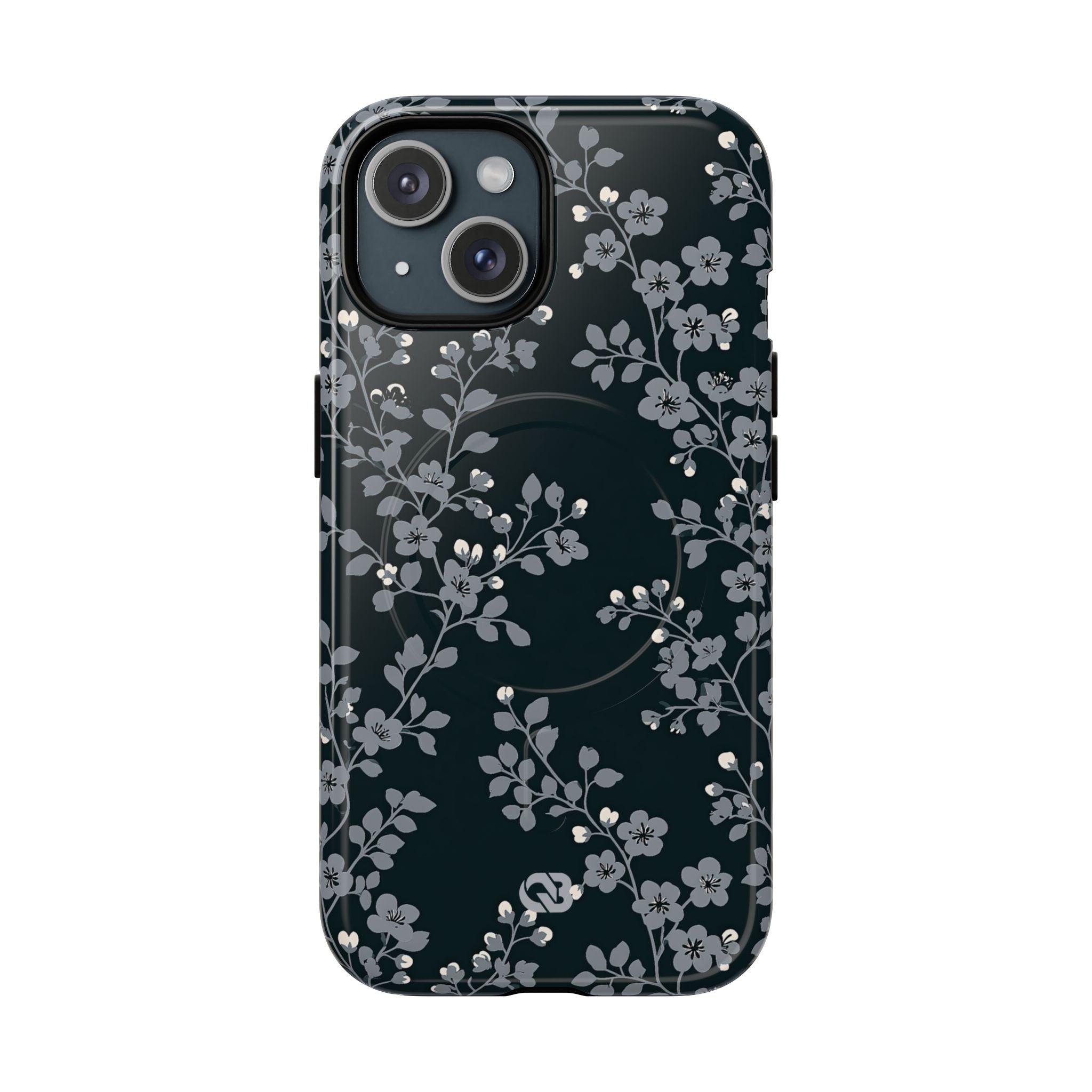 Black Tough 2.0 Magsafe Phone Case for iPhone - Midnight Slate Blossom