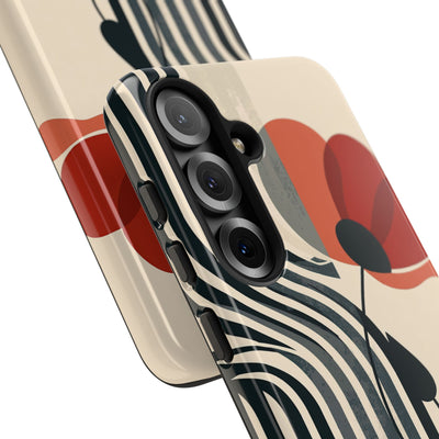 Beige Tough Phone Case for Samsung - Crimson Line Bloom