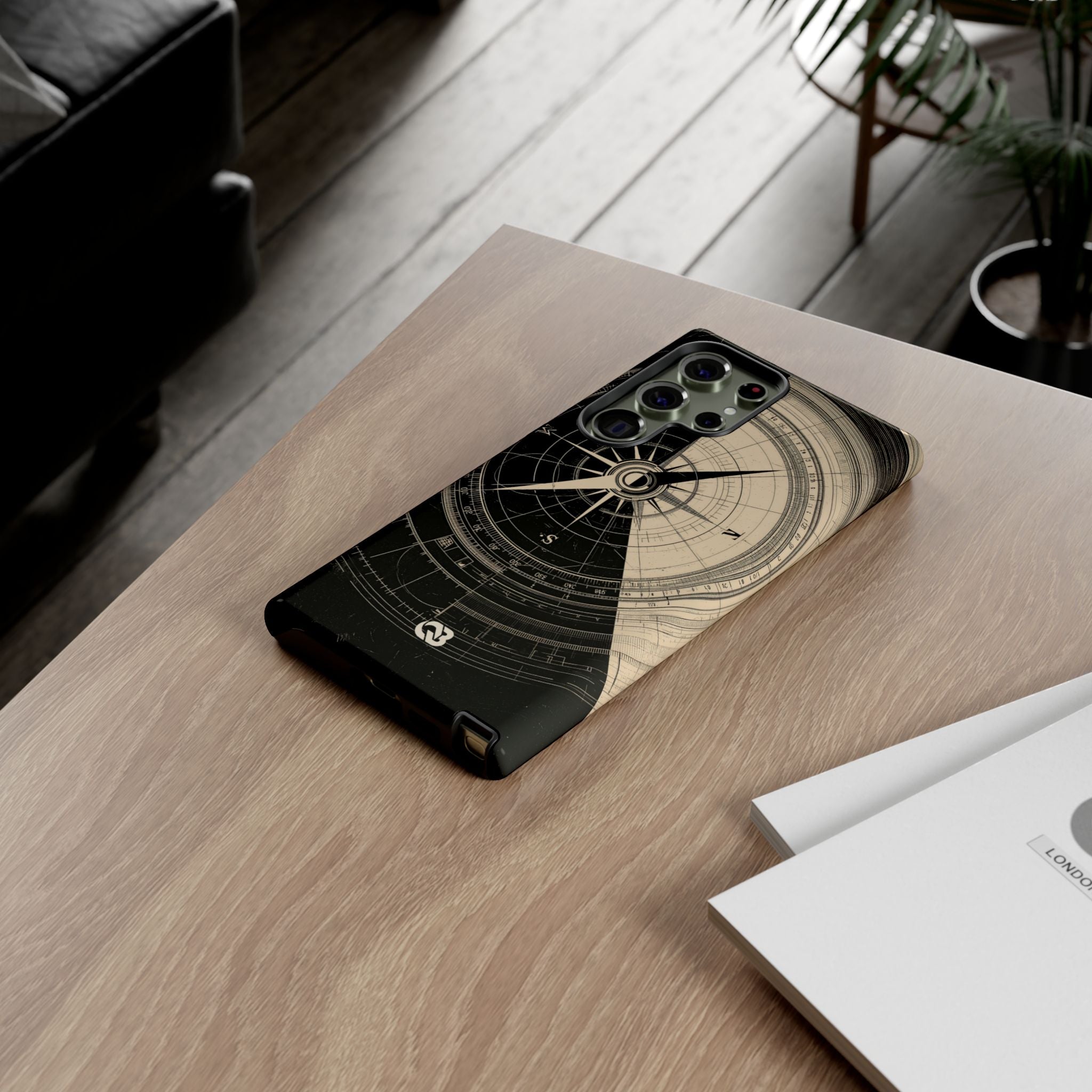 Beige Tough Phone Case for Samsung - Obsidian Nautical Blueprint