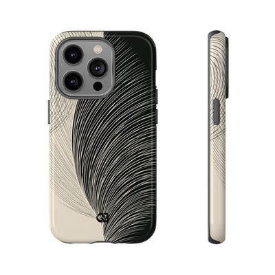 Beige Tough Phone Case for iPhone - Obsidian Cream Plume