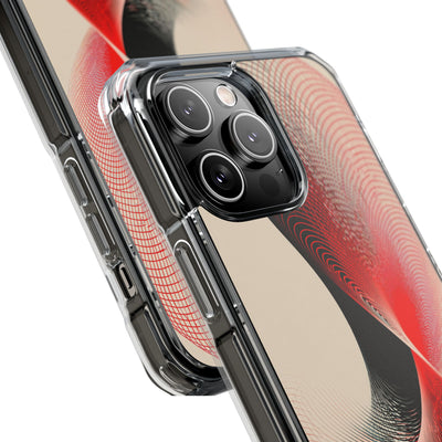 Red Impact MagSafe Phone Case for iPhone - Crimson Grid Vortex