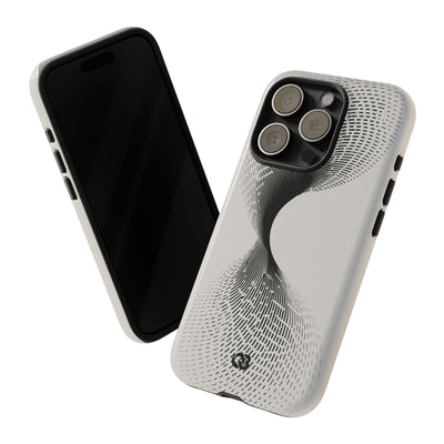 White Tough Phone Case for iPhone - Linear Torsion Grid