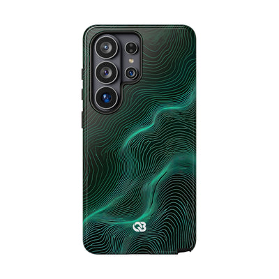 Teal Tough Phone Case for Samsung - Neon Jade Contour