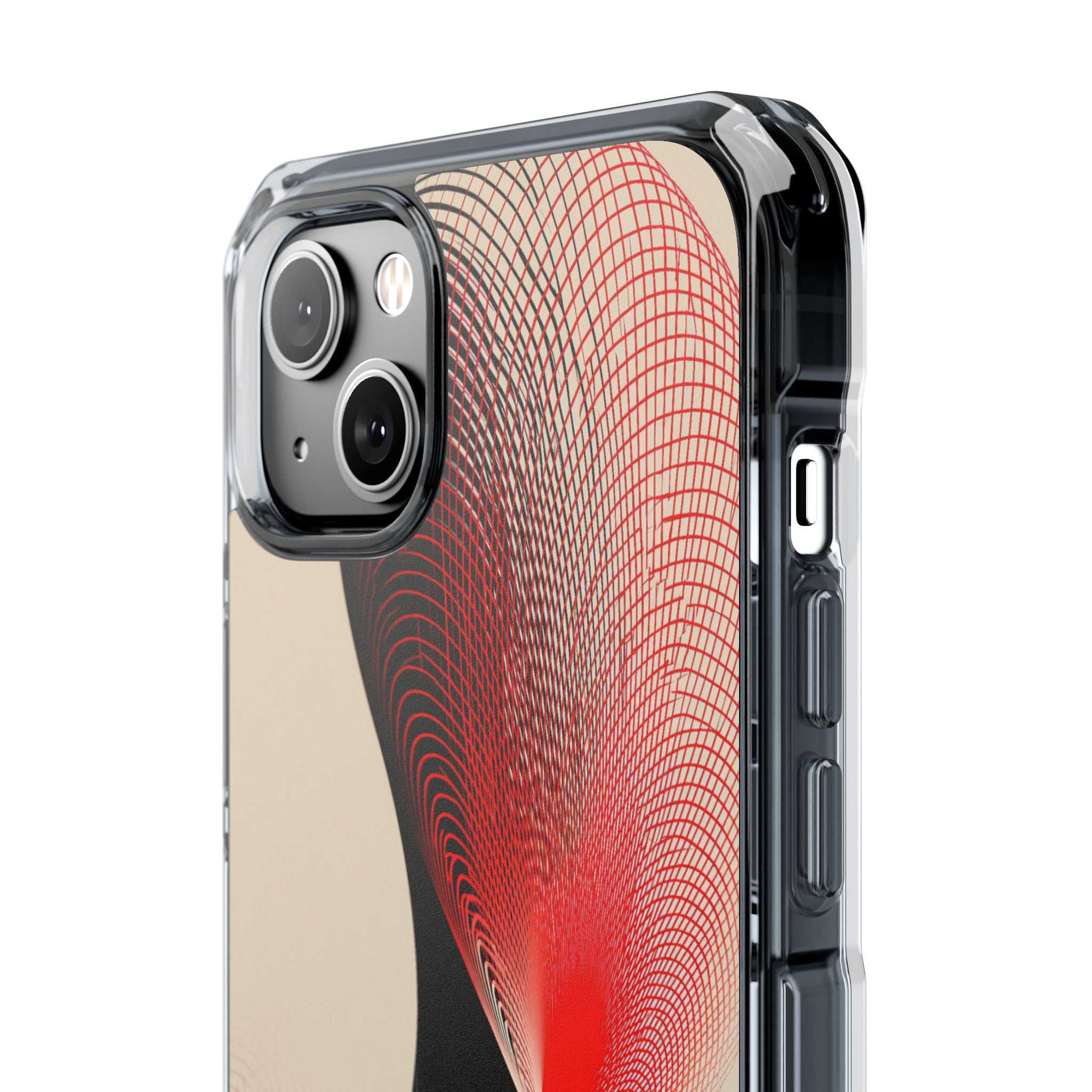 Red Impact MagSafe Phone Case for iPhone - Crimson Grid Vortex
