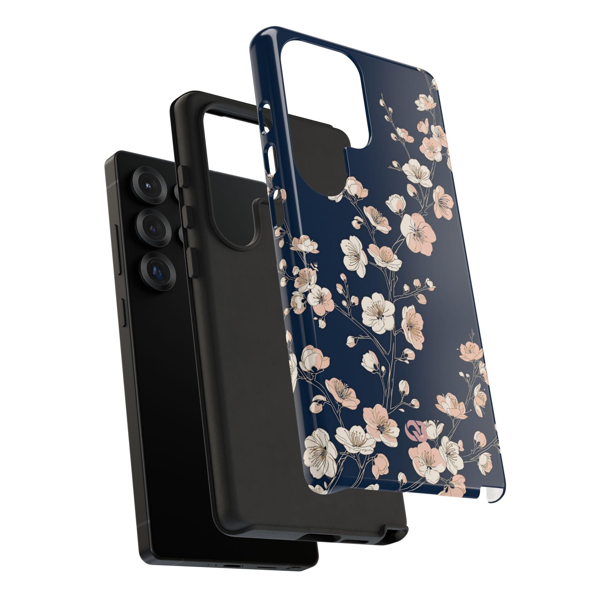 Blue Tough Phone Case for Samsung - Midnight Peach Sakura