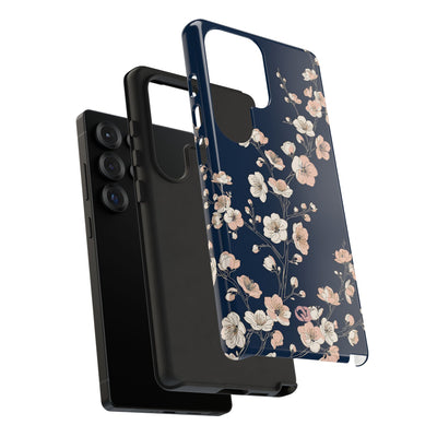Blue Tough Phone Case for Samsung - Midnight Peach Sakura