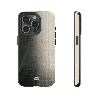 Beige Tough Phone Case for iPhone - Brutalist Graphite Grid