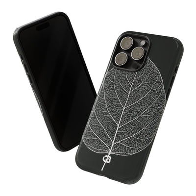 Black Tough Phone Case for iPhone - Bleached Leaf Lattice