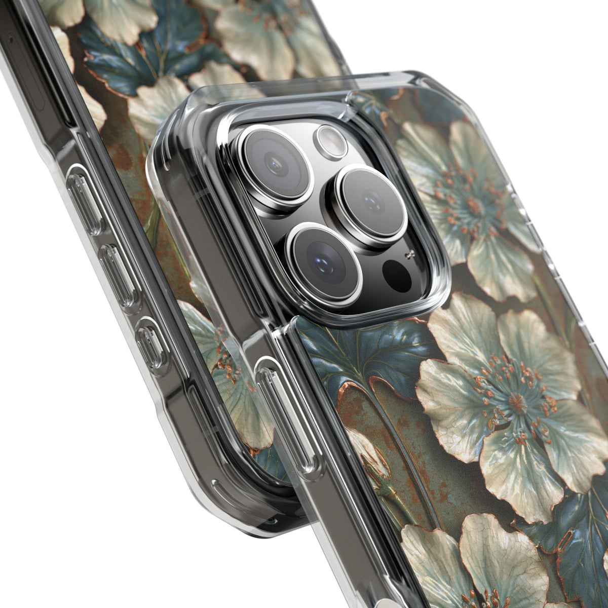 Gilded Blossom Reverie · Clear Impact Magnetic Phone Case for iPhone · Teal