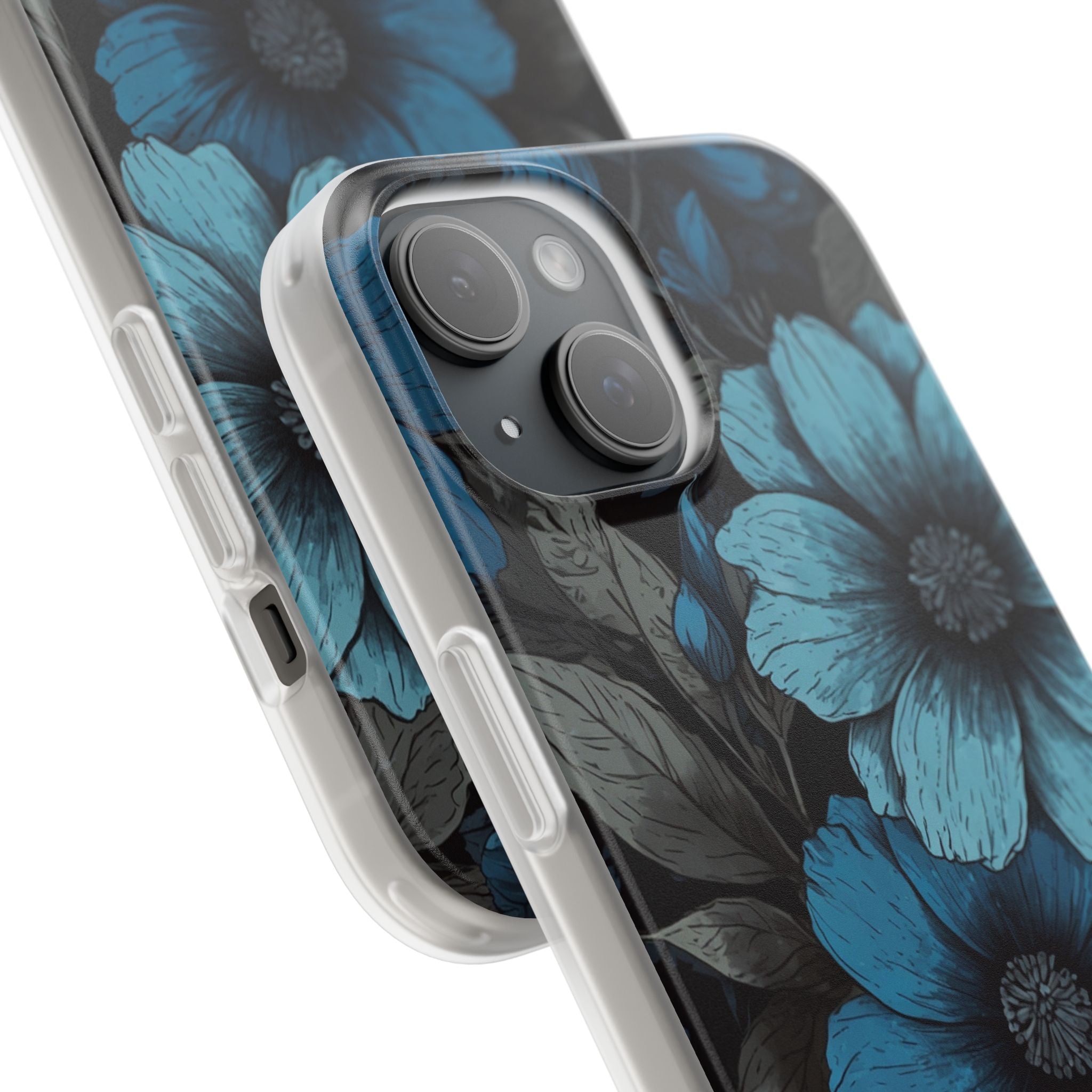 Blue Petal Radiance iPhone 15 Skal - Mjuk