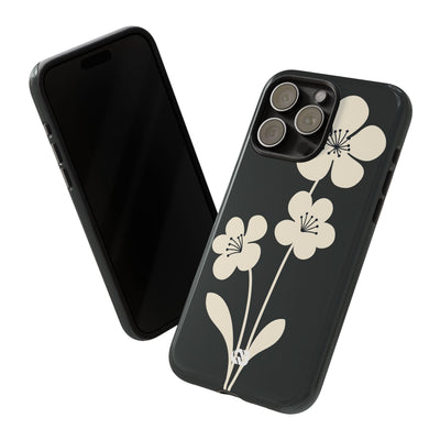 Black Tough Phone Case for iPhone - Obsidian Cream Bloom