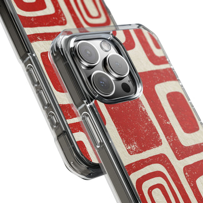 Vermilion Block Motif · Clear Impact Magnetic Phone Case for iPhone · Red