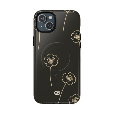 Black Tough 2.0 Magsafe Phone Case for iPhone - Obsidian Sand Petals