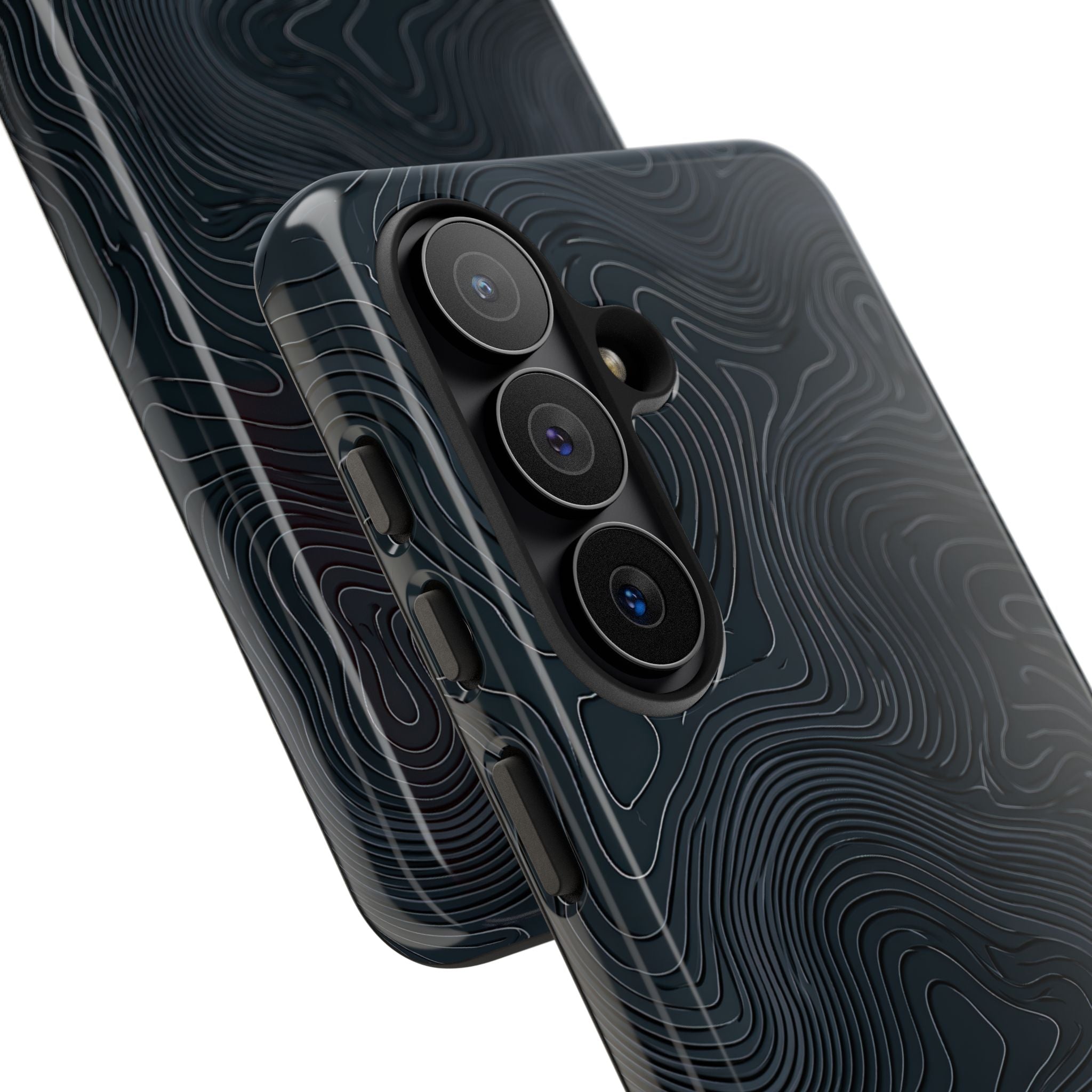 Black Tough Phone Case for Samsung - Obsidian Ridge Topo