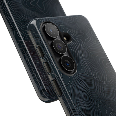 Black Tough Phone Case for Samsung - Obsidian Ridge Topo