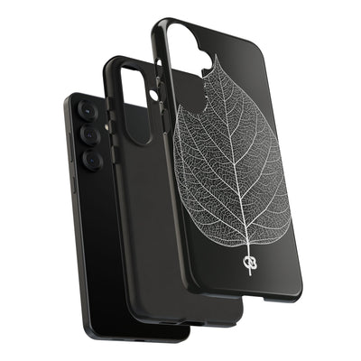 Black Tough Phone Case for Samsung - Bleached Leaf Lattice