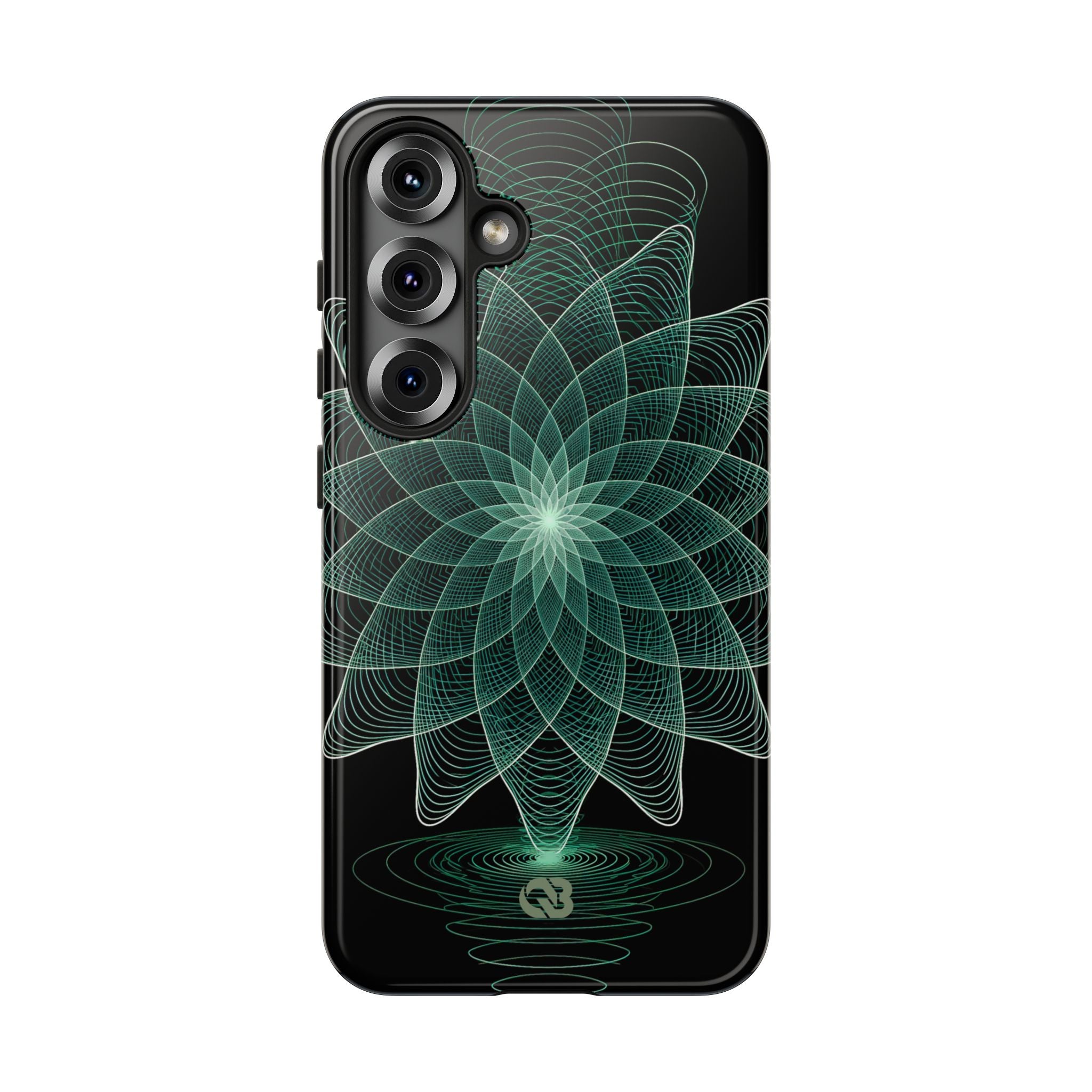 Green Tough Phone Case for Samsung - Cyan Signal Bloom
