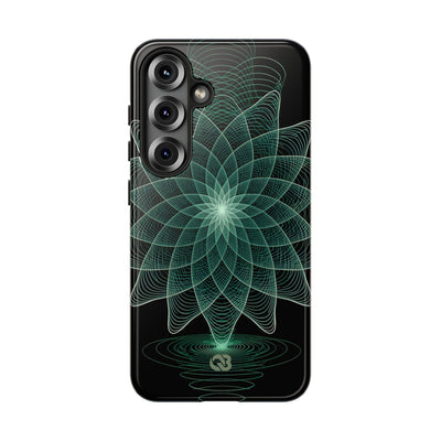 Green Tough Phone Case for Samsung - Cyan Signal Bloom