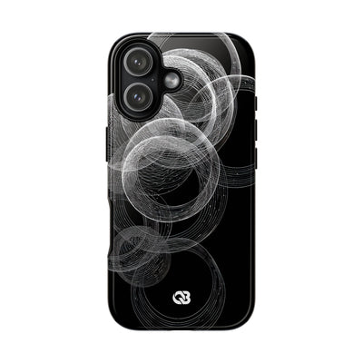 Black Tough Phone Case for iPhone - Kinetic Wireframe Orbit