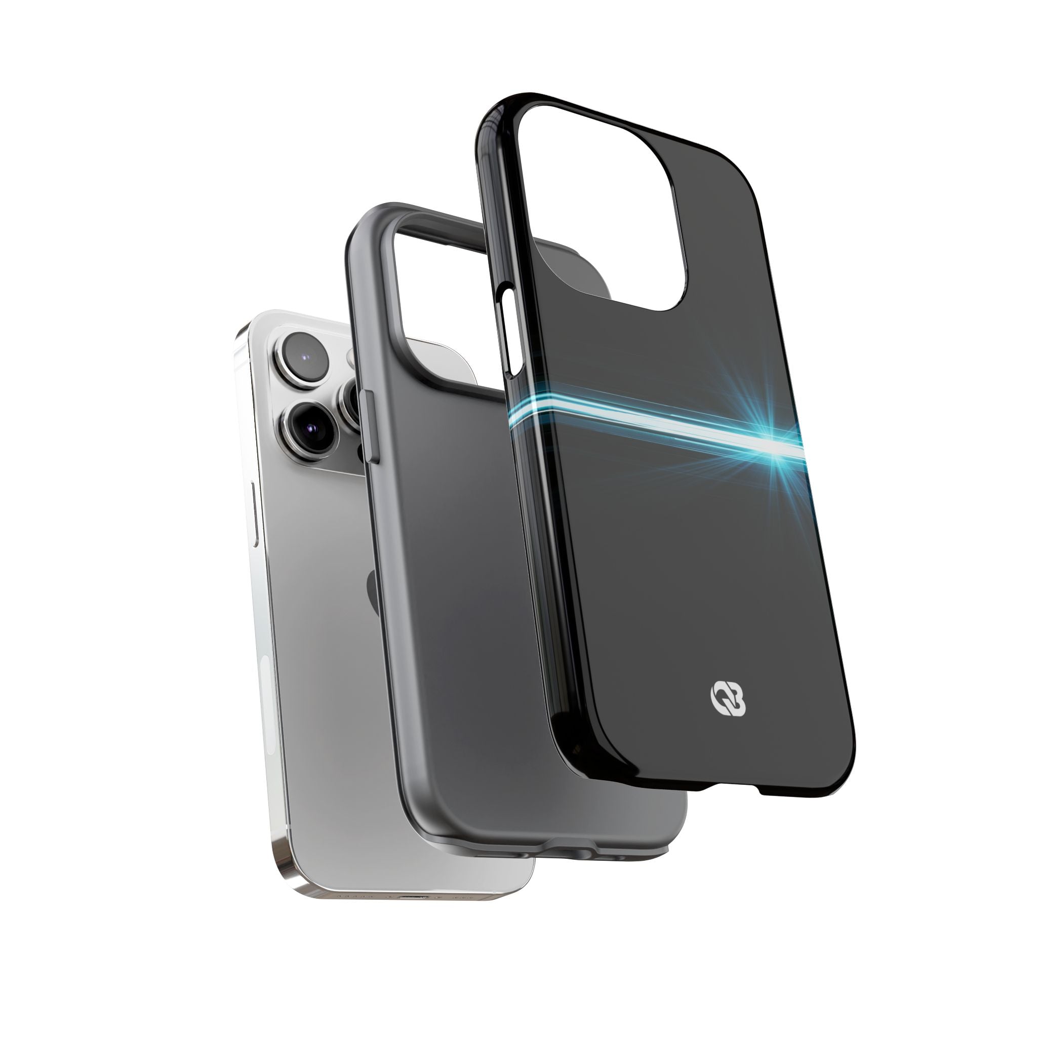 Blue Tough Phone Case for iPhone - Electric Cyan Ray