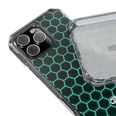 Neon Hex Spectrum · Clear Impact Magnetic Phone Case for iPhone · Teal