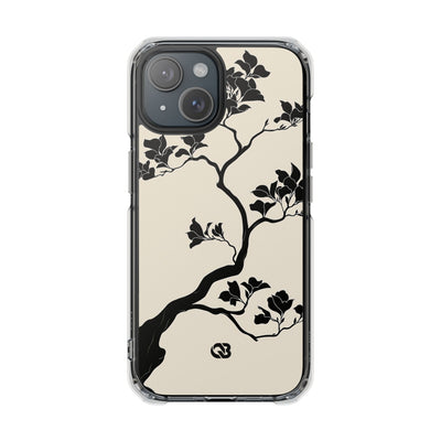 Beige Impact MagSafe Phone Case for iPhone - Obsidian Bonsai Silhouette