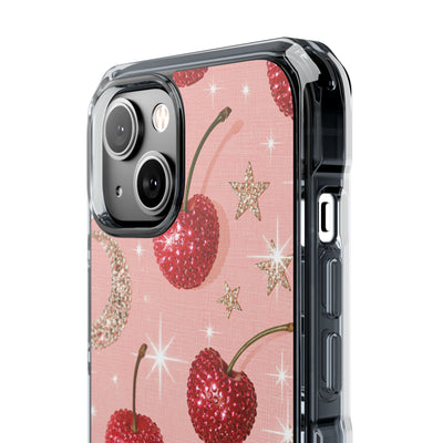 Bedazzled Ruby Cherries · Clear Impact Magnetic Phone Case for iPhone · Pink
