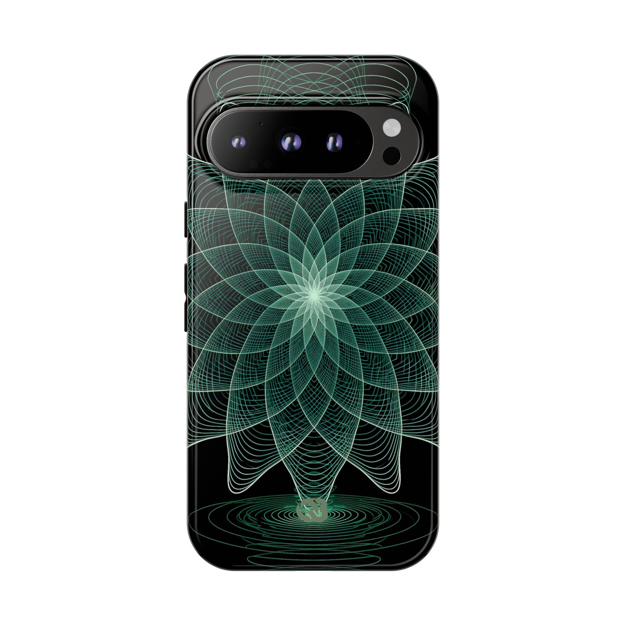 Green Tough Phone Case for Google Pixel - Cyan Signal Bloom
