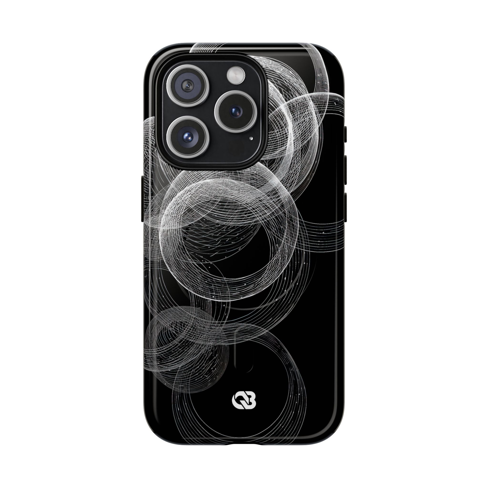 Black Tough 2.0 Magsafe Phone Case for iPhone - Kinetic Wireframe Orbit