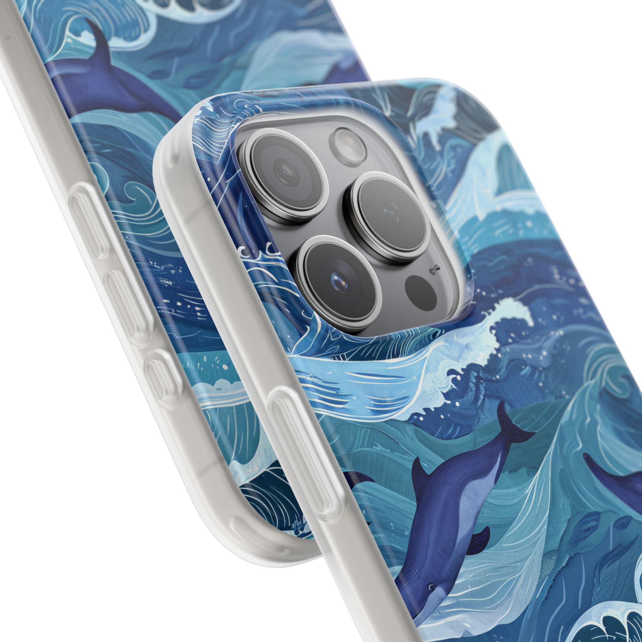 Dolphin Waves iPhone 15 Pro Case - Soft