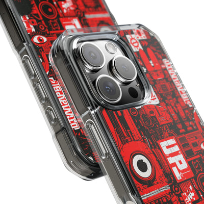 Neo Mecha Collage · Clear Impact Magnetic Phone Case for iPhone · Red